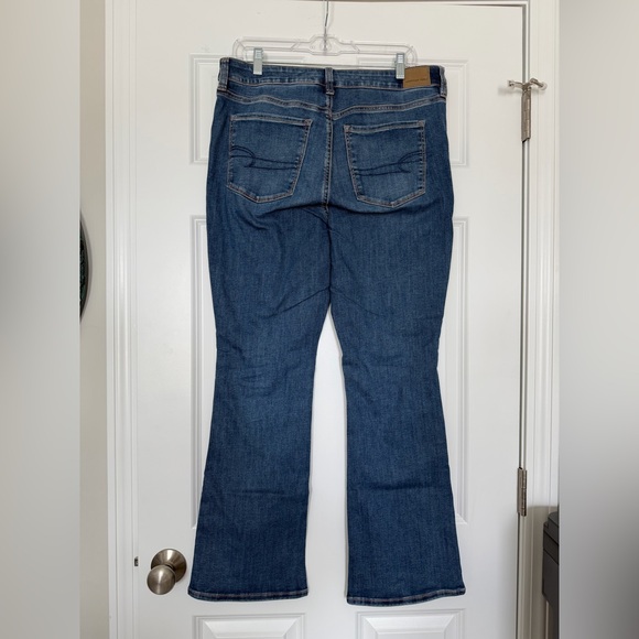 AE American Eagle high rise skinny kick bootcut jeans size 14 short - Picture 3 of 8